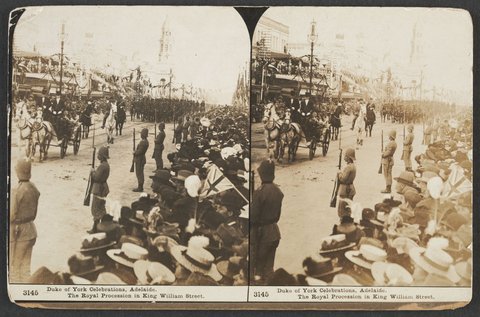 Duke of York Celebrations, Adalaide. The Royal Procession in King William Street, 1901