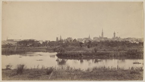 Melbourne from the Domain Reserve Lagoon, c. 1880