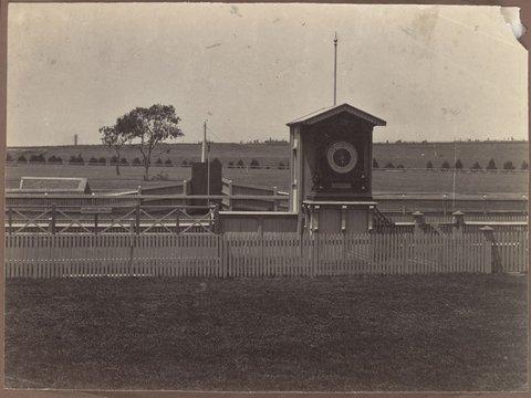 [Winning post, Flem [i.e. Flemington] Race Course], c. 1885