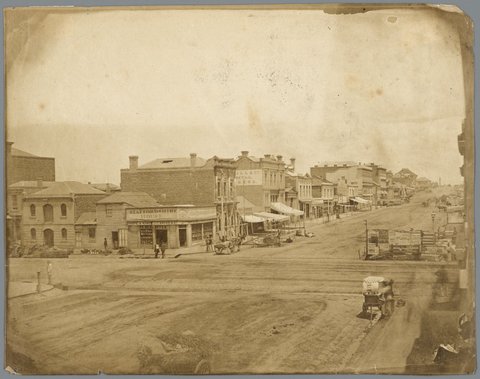 Corner of Collins and Elizabeth Streets Melbourne, 1860–63