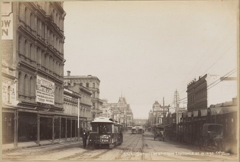 Swanston St from Lonsdale St in 1895