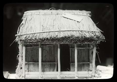 Model of a thatched hut, probably for stall at Missions Bazaar, Melbourne Town Hall, 1915–24