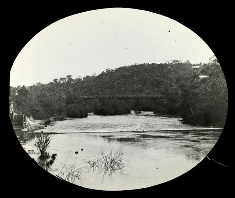 Timber bridge on the Yarra River, Victoria, 1909