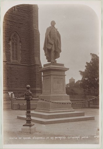 Statue of Dan O'Connell at St Patrick's Cathedral Melb[ourne], 1892–1900