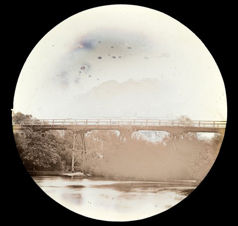 Wooden bridge, Yarra River in country Victoria, 1909