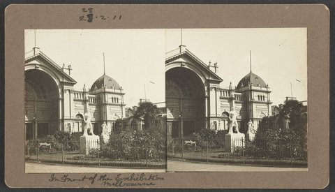 In front of the Exhibition, Melbourne, 1911