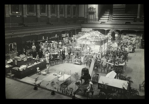 General view of the Bazaar, Melbourne Town Hall, 1915–24