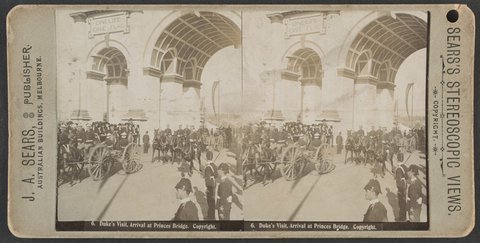 Duke's Visit, Arrival at Princes Bridge, 1901