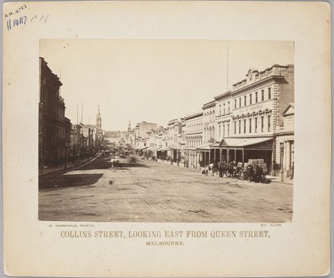 Collins Street, looking east from Queen Street, Melbourne, c. 1870