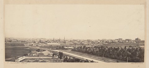 Melbourne from the Military Barracks, St. Kilda Road (866), 1862–79