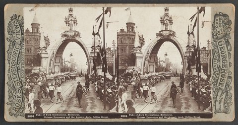 Duke of York Celebrations Melbourne. Chinese Procession and the Queen's Arch Collins Street, 1901