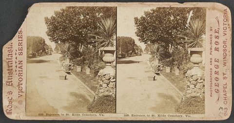 Entrance to St. Kilda Cemetery, Vic, 1890–1900