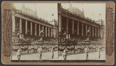Duke of York Celebrations, Melbourne. Cadets Lining Steps of Parliament House, 1901