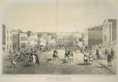 Collins Street (Looking West from Russel St.), 1853