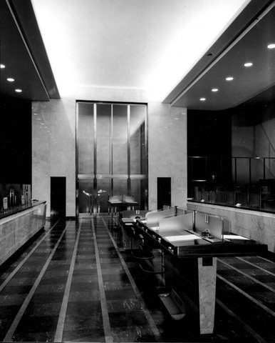 Interior Banking chamber Royal Bank Branch English Scottish & Australian Bank 303 Collins Street at Elizabeth Street Melbourne, 1941