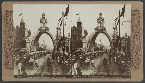 Duke of York Celebrations, Melbourne. Chinese Procession and the Queen's Arch, Collins Street, 1901