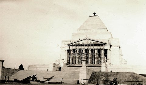 Forecourt and portico nearing completion Shrine of Remembrance Melbourne, 1934