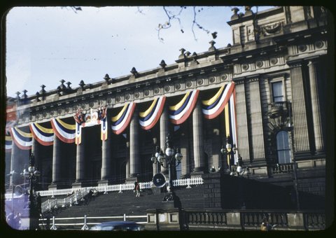 Coronation decorations in Melbourne, Victoria, 1953