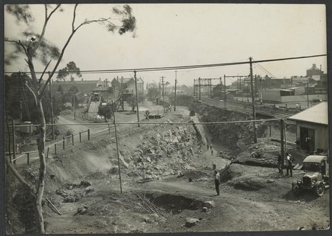 South Kensington to West Footscray, railway excavations, 1927