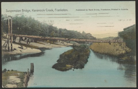 Suspension Bridge, Kananook Creek, Frankston, c. 1908