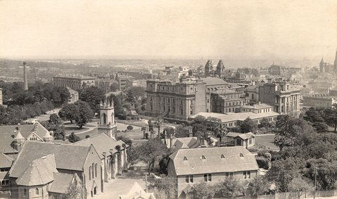 Views of central Melbourne, including upper Collins Street, Parliament House, St. Patrick's Cathedral and Victoria Street, 1921–23