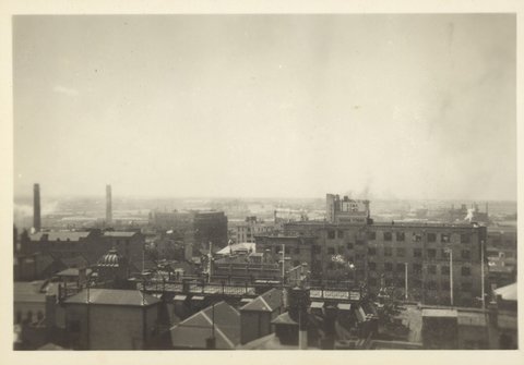 Looking over Melbourne, from the Temple Court roof, Vic, 1948