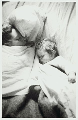 Joy and Sweeney asleep, Robe Street, St. Kilda, 1945