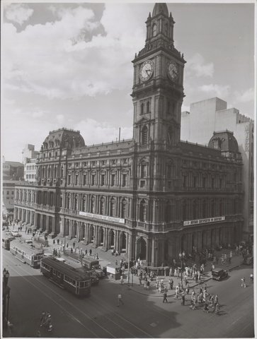 Elevated view of the General Post Office building, Melbourne, Victoria, 1946–54