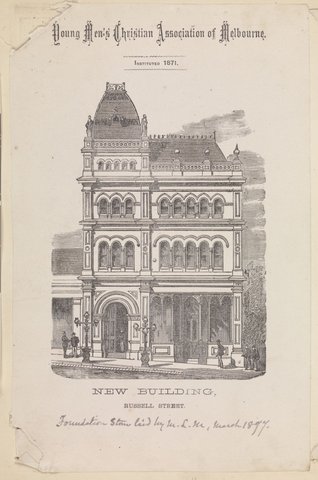 Young Men's Christian Association of Melbourne New Building, Russell Street, 1877