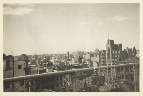 Looking over Melbourne, from the Temple Court roof, Vic, 1948