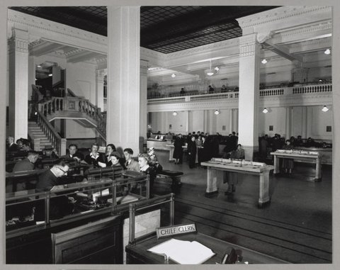 Interior, Banking chamber, National Bank of Australasia, 279 Collins Street, Melbourne, 1953