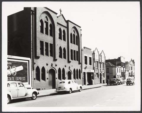 Spring Street - west side, near corner with Little Lonsdale Street, showing Church of England Mission House, 1950