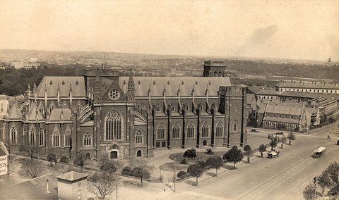 Views of central Melbourne, including upper Collins Street, Parliament House, St. Patrick's Cathedral and Victoria Street, 1921–23