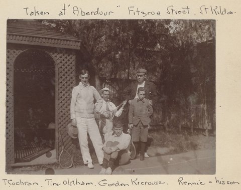 Tennis players at 'Aberdour', Fitzroy Street, St. Kilda, 1910–30