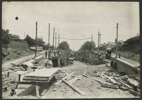 South Kensington to West Footscray, excavations for railway, 1926–27