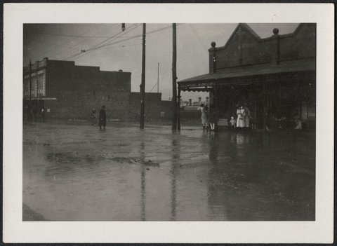 Flooded Barkly Street and some family photographs Footscray Victoria, 1924