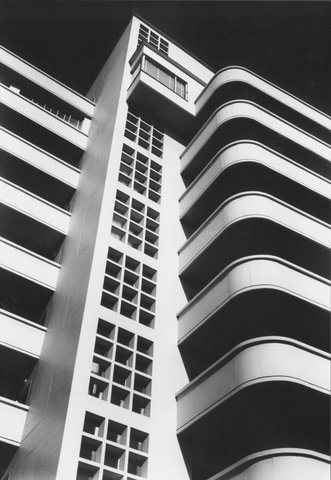 Facade details, Stanhill flats, 34 Queens Road, Melbourne, 1951