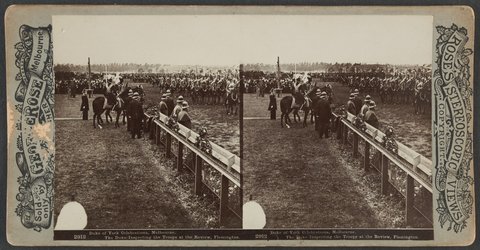 Duke of York Celebrations, Melbourne. The Duke Inspecting the Troops at the Review, Flemington, 1901