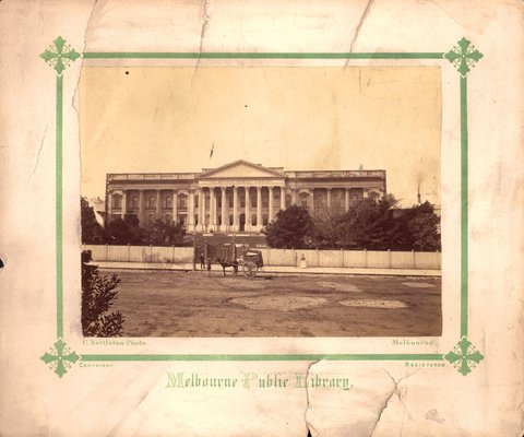 Melbourne Public Library (later State Library of Victoria), [with portico completed], 1870–73