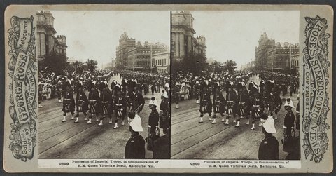 Procession of Imperial Troops, in Commemoration of H.M. Queen Victoria's Death, Melbourne, Vic, 1901