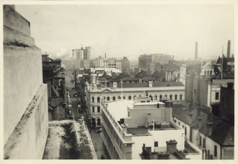 Looking over Melbourne, from the Temple Court roof, Vic, 1948