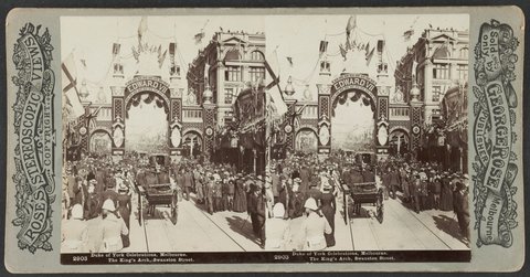 Duke of York Celebrations Melbourne. The King's Arch Swanston Street, 1901