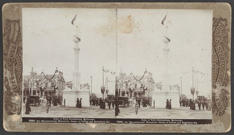 Duke of York Celebrations, Melbourne. The Manufacturers' Monument, Corner of Collins and Exhibitions Sts, 1901