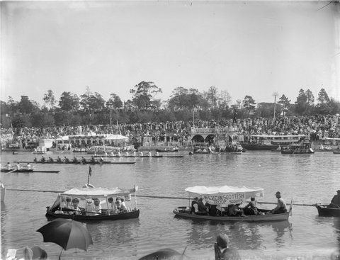 Henley on Yarra, rowers and spectator craft inlcude Malvern Scottish Scout troop, 1914–33