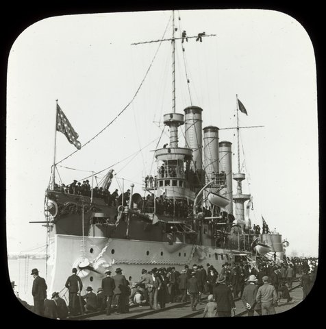 American battleship (possibly at Port Melbourne, Vic.), 1890–1901