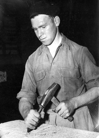 Rehab. [i.e. rehabilitation] course in Stonemasonry at Melb Tech [i.e. Melbourne Technical School], c. 1946