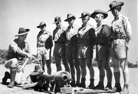 Men of the Melbourne University Rifles in training, c. 1941
