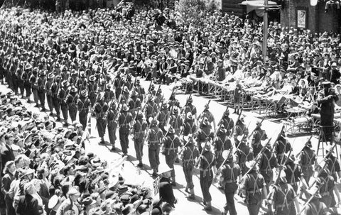 17th Brigade marching through Melbourne, c. 1943