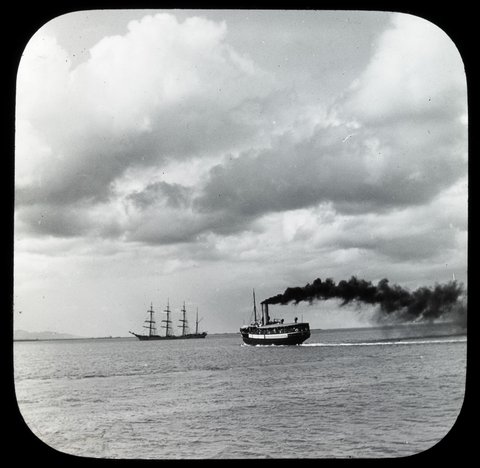 Passenger steamer and sailing ship in Port Phillip Bay, 1906–14