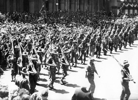 17th Brigade marching through Melbourne, c. 1943